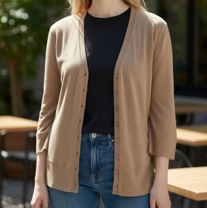EUC Vintage Y2K Express Size Small Camel Cashmere Blend Button Up Cardigan Top!